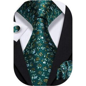 Polka dot silk tie set for men with cufflinks pocket square formal necktie